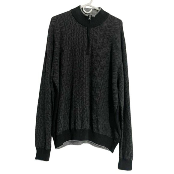 Robert Graham Size 3XL Pullover Sweater 1/4 Zip Black Gray - Picture 1 of 7
